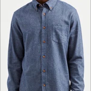 Mens Ben Sherman LONG-SLEEVE TWILL FLANNEL SHIRT - Chambray NWT